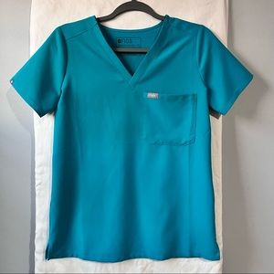 Like New Teal Figs One Pocket Catarina Scrub Top size XS - Rare Color!